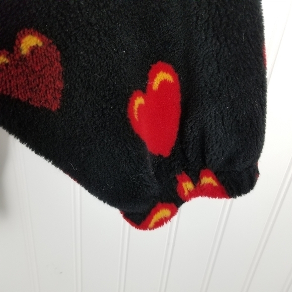 Vintage Polar Magic Fleece Jacket Black Novelty Y2K Canada Cats Hearts Size XL - Picture 6 of 11